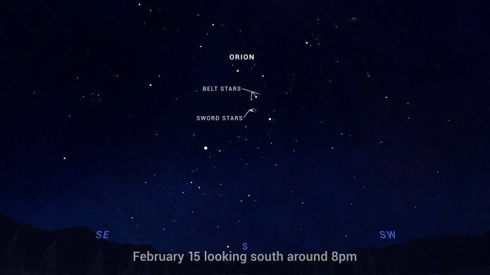 Night sky showing Orion constellation