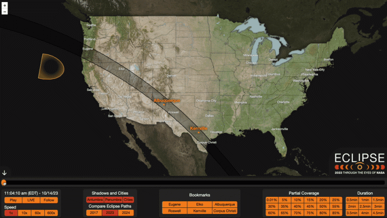 NASA’s Eclipse Explorer 2023 lets you track the Oct. 14 annular solar eclipse with new interactive map_651c8e5021c6f.gif