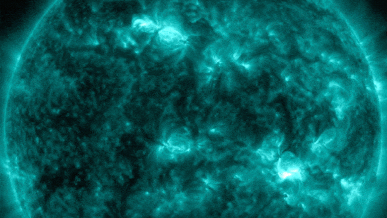 Near-simultaneous solar flares explode from opposite sides of the sun in extremely rare event_65b18564591e8.gif