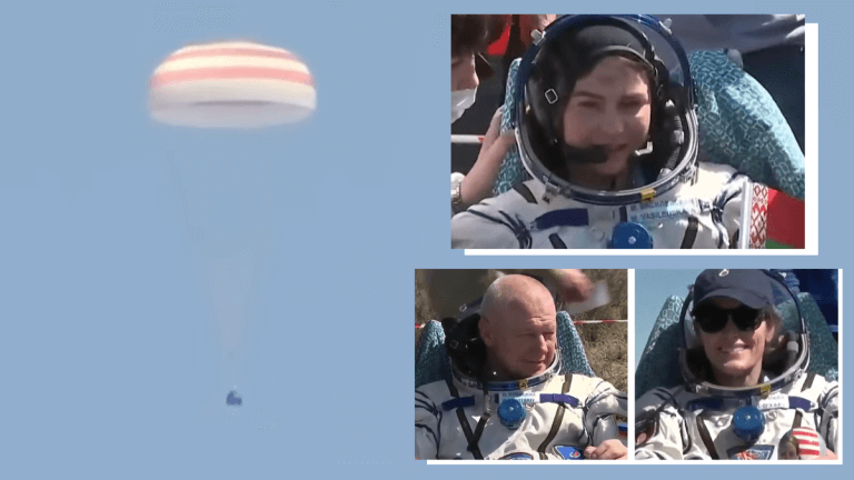 Soyuz capsule with crew of 3, including 1st female astronaut from Belarus, lands safely to end ISS mission_66115276bb86e.png