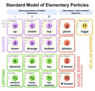 A depiction of the standard model of particle physics.