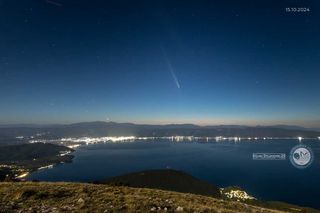 a bright, fuzzy streak of light in the night sky