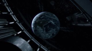 Screenshot from the movie Alien vs. Predator. The view of Earth as seen from space.