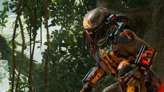 Screenshot from Predator: Hunting Grounds showing a Predator in the jungle.