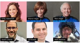 headshots of six people (two women and four men), organized in two rows of three