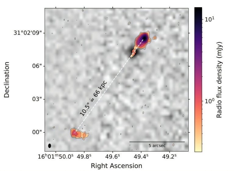 Large radio jet discovered in quasar J1601+3102_67508265678a2.jpeg